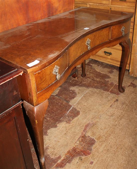1930s walnut three drawer dressing table
